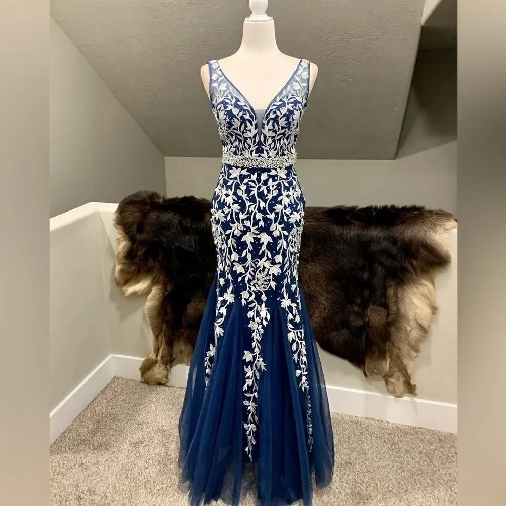 Custom Made Embroidered Lace and Exquisite Beaded  & Sequins Mermaid Gown